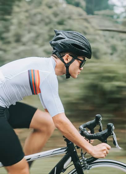 Biker Wearing a Helmet